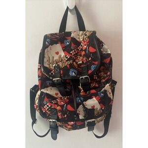 Harley Quinn Backpack Black Red White Pocket Straps School Bag Gothic Punk Alt